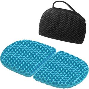 Foldable Gel Seat Cushion for Travel, Portable Chair Cushion of Airy Cooling Gel, Honeycomb Seat Cushion for Stadium & Park Bench, Portable Chair Cushion for Pressure Relief (0.9-Inch Thick, Black)