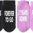 2 Years Anniversary, 2 Years Down Forever To Go Socks, Happy Anniversary, 2nd Anniversary, Valentine’s Day, Congratulation Gifts For Couple, Wife And Husband, His And Hers Gifts, Two Pairs.(007)