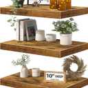 QEEIG 10" Deep Floating Shelves for Wall - 10 x 16 inch Book Shelf Bathroom Bedroom Kitchen Living Room Hanging Bookshelf Farmhouse Set of 3, Rustic Brown (025-40BN3)