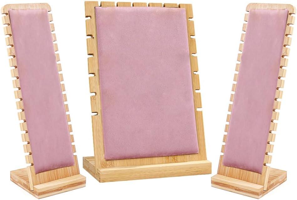 Necklace Display Stands for Selling Necklace Holder Necklace Display Storage Jewelry Display Storage Set 3PCS (Pink)