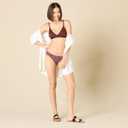 Amazon Essentials Womens Light-Support Classic Bikini Swimsuit Top (Medium, Deep Brown)