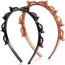 2 Pcs Braided Bangs Headband with Teeth, Professional Weaving Clip & Invisible Fringe Styling Tool for Women Girls, for Fine or Thick Hair