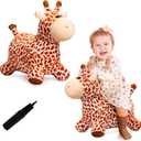 Giraffe Bouncy Horse Toys for 1 2 3 4 5 Year Old Kid Gift, Plush Giraffe Ride On Bouncy Animal for Toddlers 1-3, Indoor Outdoor Inflatable Hopping Toys for Girl Boy Birthday Gift(Pump Includ)