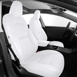 AOMSAZTO Car Seat Cover for Tesla Model 3 2024 2025 (Not for Performance) - Full Set Customized White Seat Covers (with Armrest Cover)