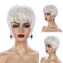 Sallcks Short White Pixie Wig for Women Layered Synthetic Heat Resistant Pixie Wig for Party Cosplay Use (White)