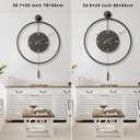 34.624 Inch Large Modern Decorative Oversized Pendulum Wall Clocks for Living Room,Big Minimalist Metal 3D Roman Numeral Dial,Classical Wall Clock With Walnut Pointers for Entryway,Dining Room Decor
