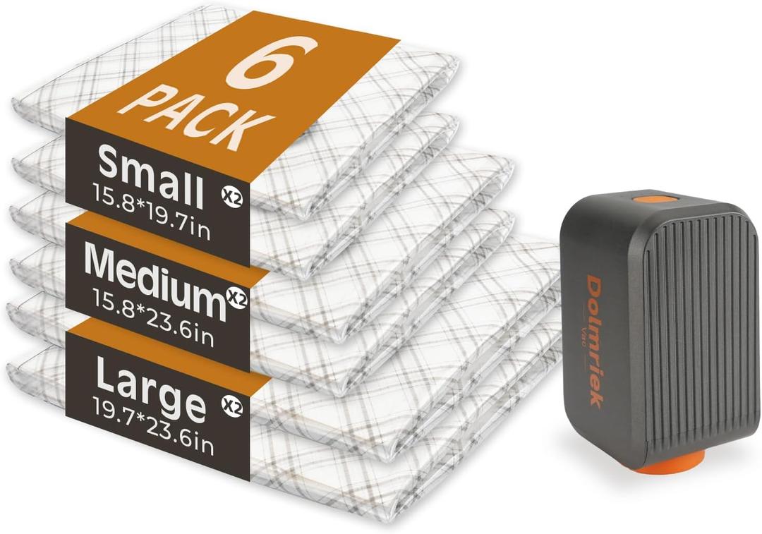 Travel Vacuum Storage Bags with USB Electric Pump, 6 Pack Compression Seal Bags for Luggage and Suitcase, Space Saver for Clothes and Clothing (Dark Grey)