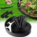 Landscape Edging Border No Dig - 20FT 2IN Tall Garden Edging Border with 20 Stakes, Plastic Garden Fence Lawn Edging Flexible for Landscaping, Flower Beds, Yard, Pathway with Connectors