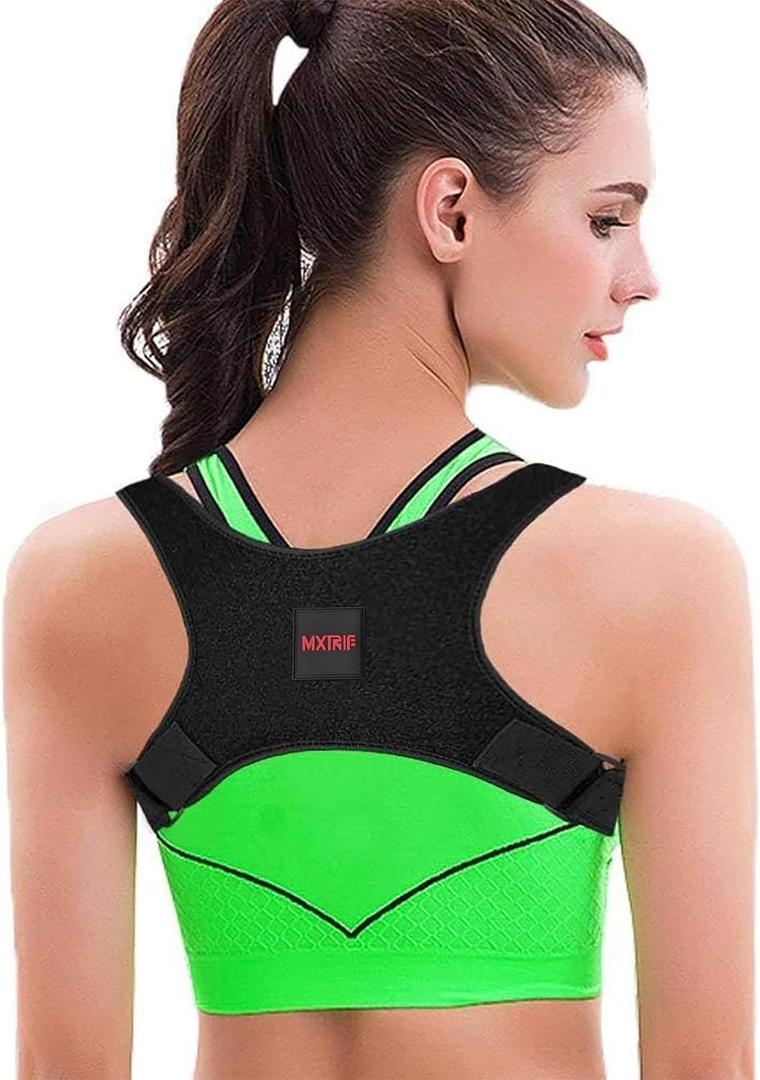 Posture Corrector for Women and Men, Adjustable Back Brace for Spine Alignment and Posture Support, Upper Back Pain Relief, Comfortable and Effective Back Brace for Better Posture (Medium) (Black)