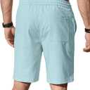 Comdecevis Men's Linen Shorts Casual Elastic Waist Drawstring Summer Beach Vacation Yoga Golf Shorts with Pockets (Blue, XL)