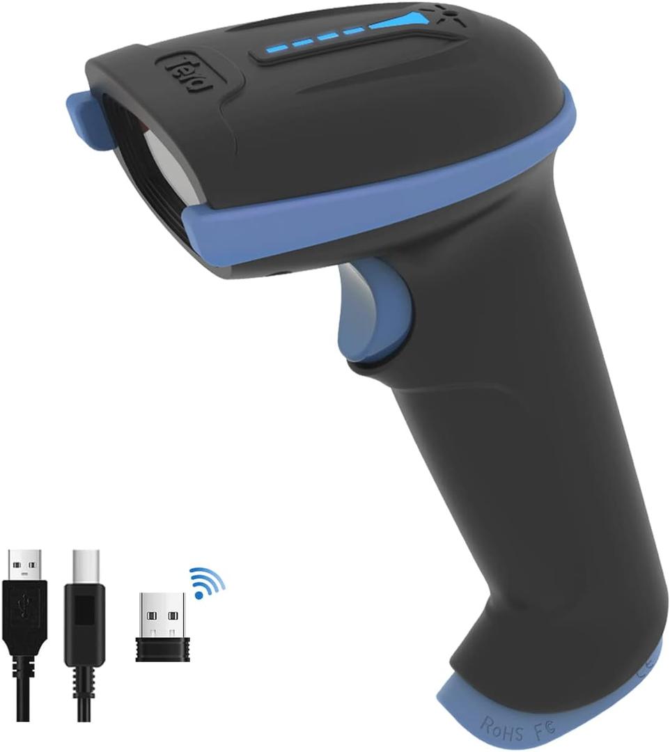 Tera 1D 2D QR Barcode Scanner Wireless and Wired with Battery Level Indicator Digital Printed Bar Code Reader Cordless Handheld Barcode Scanner Compact Plug and Play Model D5100