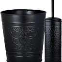 Autumn Alley Handcrafted Black Farmhouse Bathroom Trash Can and Toilet Bowl Brush with Holder Set - Metal Black Bathroom Accessories Set for Classic Bathroom Dcor