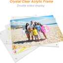 8x10 Magnetic Acrylic Picture Frame, Clear Double Sided Diploma Frame with Base, Frameless Floating Lucite Photo Frame Stands on Desk Table Horizontally or Vertically