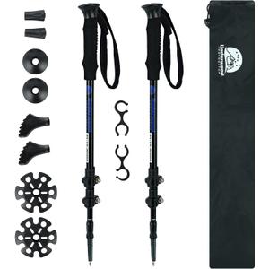 Trekking Poles Collapsible Hiking Poles - 2 Pack Adjustable Aluminum Hiking Sticks, Lightweight Walking Sticks for Women, Men, Seniors, Kids, Walking Poles for Backpacking by Underwood Aggregator (Black)