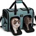 Premium Double Pet Carrier Spacious 2-in-1 Travel Bag for 2 Cats or Small Dogs, with Divider, Breathable Mesh, Soft-Sided, Foldable Design