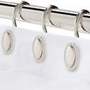 Nickel Shower Curtain Hooks, Rust Proof Shower Curtain Rings for Bathroom, Metal Decorative Shower Curtain Hooks Hangers for Shower Curtain Rod and Liner, Shower Hooks for Shower Curtain Set of 12