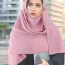 Geyoga Hijab Scarf for Women Soft Chiffon Rhinestone Long Scarf Shawl Fashion Muslim Hijab Head Wrap Scarves (Pink)