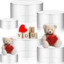 Jerify 2 Pcs Acrylic Risers Display Stands, 5.91'' 5.12'' 3.54'', Clear Round Nesting Pedestal Shelf with Hollow Bottom for Tabletop Jewelry Display,