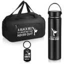 Layhit 3 Pcs Karate Gifts for Boys Taekwondo Karate Bag Martial Arts Duffel Bag 24 oz Stainless Steel Water Bottle Keychain for Kids Adults Taekwondo Lover Gifts