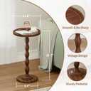 Small Round Side End Table - Solid Wood Accent Drink Table for Living Room, Modern Bedside Coffee Table Nightstand with Pedestal, Vintage Corner Couch Tables for Bedroom Small Spaces, Rustic Brown