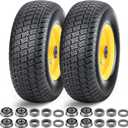 11x4.00-5 Lawn Mower Tires Flat Free,2 Pack 11x4.00-5" Tire and Wheel,Zero Turn Front Tires,11x4-5 Solid Tire with 3/4" & 5/8" & 1/2" Precision Bearings,3.4"-5.9"Centered Hub for Zero Turn Lawn Mower (yellow)