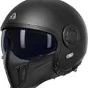 TRIANGLE Full Face Motorcycle Helmets,Off-Road Motocross Helmet for Men & Women,Dual Visor with Internal Tinted Sunshield,Open Face 3/4 Adult Racing Helmet DOT Approved (Black, XXL)