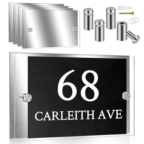 Qunclay 4 Sets Acrylic Office Name Plate for Wall 7.8 x 5.1 Inch Acrylic Wall Name Plate Holders Office Door Sign Systems with Stainless Steel Standoff Screws Aluminium Sign Holder