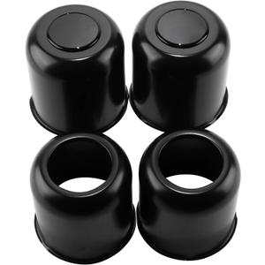 4Pcs 4.25inch Stainless Trailer Wheel Center Caps Push Through Center Hub Cap for Truck SUV RV Wheel Rim, Combination of Removable and Open End Matt Black Wheel Hub Covers