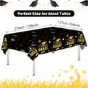 3 Pcs Graduation Tablecloth - Congrats Grad Table Cloth for Class of 2026,Disposable Plastic Rectangle Grad Table Cover for Graduation Party Decorations 2026 and Party Supplies, 54x108 Inch,Black Gold