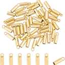 UNICRAFTALE 50Pcs Tube Cord Ends 304 Stainless Steel Cord Ends 2mm Inner Diameter Smooth End Tips Terminators Cord Finding for Cord Bracelets Jewelry Making, Golden