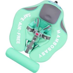 Non-Inflatable Float Infant Lying Swimming Ring Pool Swim Trainer with Tail Float for 3-24 Months (Green)
