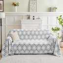 LOMAO Couch Cover Sofa Covers for 3 Cushion Sectional Couch Covers L Shape Couch Cover with Tassel Sofa Protector Washable Reversible Chenille Sofa Slipcover for Pet (1-Light Grey,XLarge71 * 134)