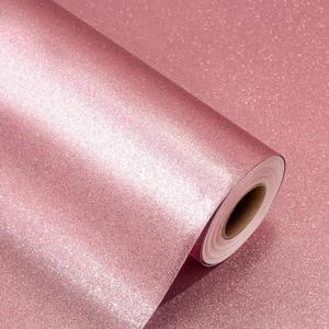 Yarcony Pink Glitter Wrapping paper Roll, Shimmer Sparkle Metallic Foil Pink Wrapping Paper for Girl Birthday, Valentine's Day, Christmas, Holiday, Wedding, Romantic Occasions (17 Inch X 33 Feet)