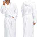 Men's Bathrobes with Hood, Soft Long Towel Robe for Men - Super Absorbent Quick Dry yet Warm (XX-Large-3X-Large, White)
