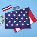 LUTER 3PCS Accessories for 4th of July, American Flag Costume Cape, Retro 80's American USA Sunglasses and Red White and Blue Bandana Headband, Outfits for Independence Day for Adult Men Women
