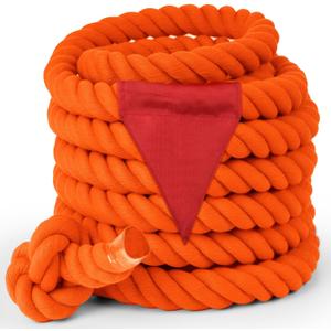 Field Day Tug of War Rope with Flag for Kids and Adults, Family Reunion Birthday Party Games, Summer Outside Lawn Games, Camping Picnic Carnival Games for Team Building Activities, Orange 60FT