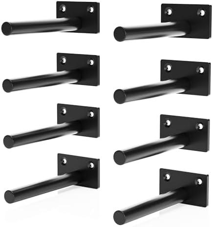 MaybeRain 8Pcs/Set 4inch Floating Shelf Brackets，Blind Shelf Supports，Hidden Brackets for Floating Wood Shelves with Screws and Wall Plugs