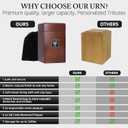 Large Urn for Human Ashes Adult Male Solid,Wooden urn with QR Memorial webpage. Quality Wooden Keepsake Box for Memorial Cremation Ash | Up to 220 lbs Cremains Capacity