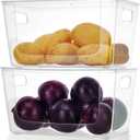 2 Set Stackable Pantry Organizer and Storage, Front Open & Enclosed Container Sets, Potato and Onion Storage Bin, Clear Plastic Kitchen Counter Organizer Baskets for Fruit, Vegetable, Produce (2)
