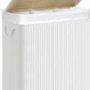 SONGMICS Laundry Hamper, 39.6 Gallons (150L), 3-Section Laundry Basket, Laundry Hamper with Lid, Bamboo, Foldable, Removable and Machine Washable Liner, for Laundry Room, Bedroom, White ULCB091W01