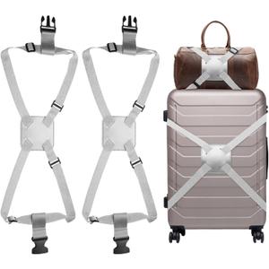 uxcell 2 Pcs Luggage Straps Bungees Adjustable Luggage Strap Buckle Carry Bag Elastic Suitcase Strap Belt Airport Travel Accessories for Travel Baggage Handbag Add Bag, Silver