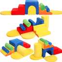 8-Piece Foam Climbing Blocks for Toddlers 1-3,PU Toddler Climbing Toys Indoor,Soft Play Climbing for Toddlers,Baby Toddler Kids Foam Climbing Blocks,Soft Play Set (Bright)