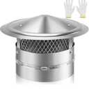 8 Inch Chimney Cap, 8" Stainless Steel Cone Top Chimney Cap with Screen, Adjustable and Reinforced Round Chimney Cap, Chimney Cover for Vents,Rain Cap for All-Round Chimney,8 Inch Round Chimney Cap
