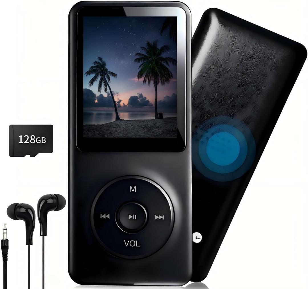 128GB MP3 Player,with Bluetooth 5.2, Music Player with Built-in HD Speaker, HiFi Sound, E-Book, Earphones IncludedVoice Recorder