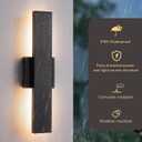EDISHINE 2 Pack LED Outdoor Wall Lights Dimmable, 3000K 4000K 5000K, 15.7" Modern Black Outdoor Wall Sconce, IP65 Waterproof, Linear Exterior Wall Light for Entrance, Hallway, Garage, Porch