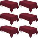 YMHPRIDE 6 Pack Burgundy Polyester Tablecloths, 60 x 102 inch, Rectangular, Wrinkle Resistant, Machine Washable, Perfect for 6FT Tables, Parties, Weddings, Banquets