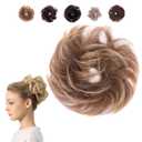 JUVABUN Small Messy Bun Hair Piece -Dark Blonde Messy Bun Hair Piece Human Hair, Hair buns hair piece Everyday Wear Washable & Realistic|Hair pieces for women Synthetic Hair Bun Scrunchie -Dark Blonde