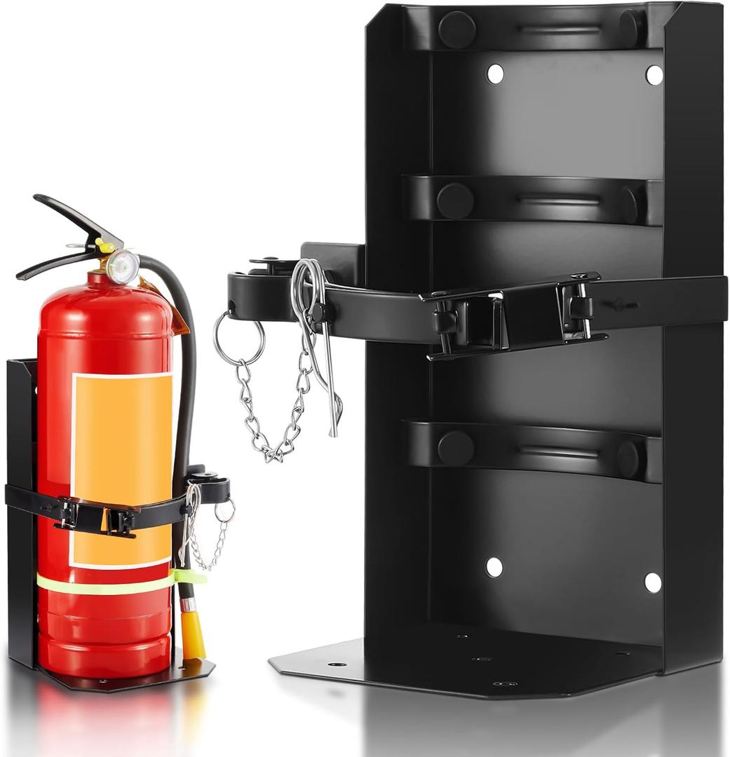 Zonon 1 Pcs Heavy Duty Fire Extinguisher Bracket Metal Fire Extinguisher Holder Wall Mount for Home Car Truck, Mini, Small, and Medium Sized, Black (Fits 20lb Extinguisher)