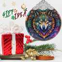 Stained Glass Wolf Christmas Ornament - Holiday Home Decor - Tree Decoration - Gift Exchange Idea