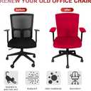 Tallew 4 Pcs Office Chair Covers Set Computer Universal Protective Stretchable Chair Seat Covers Desk Armrest Cover Pads Office Cushion Backrest for Rotating(Regular,Red)